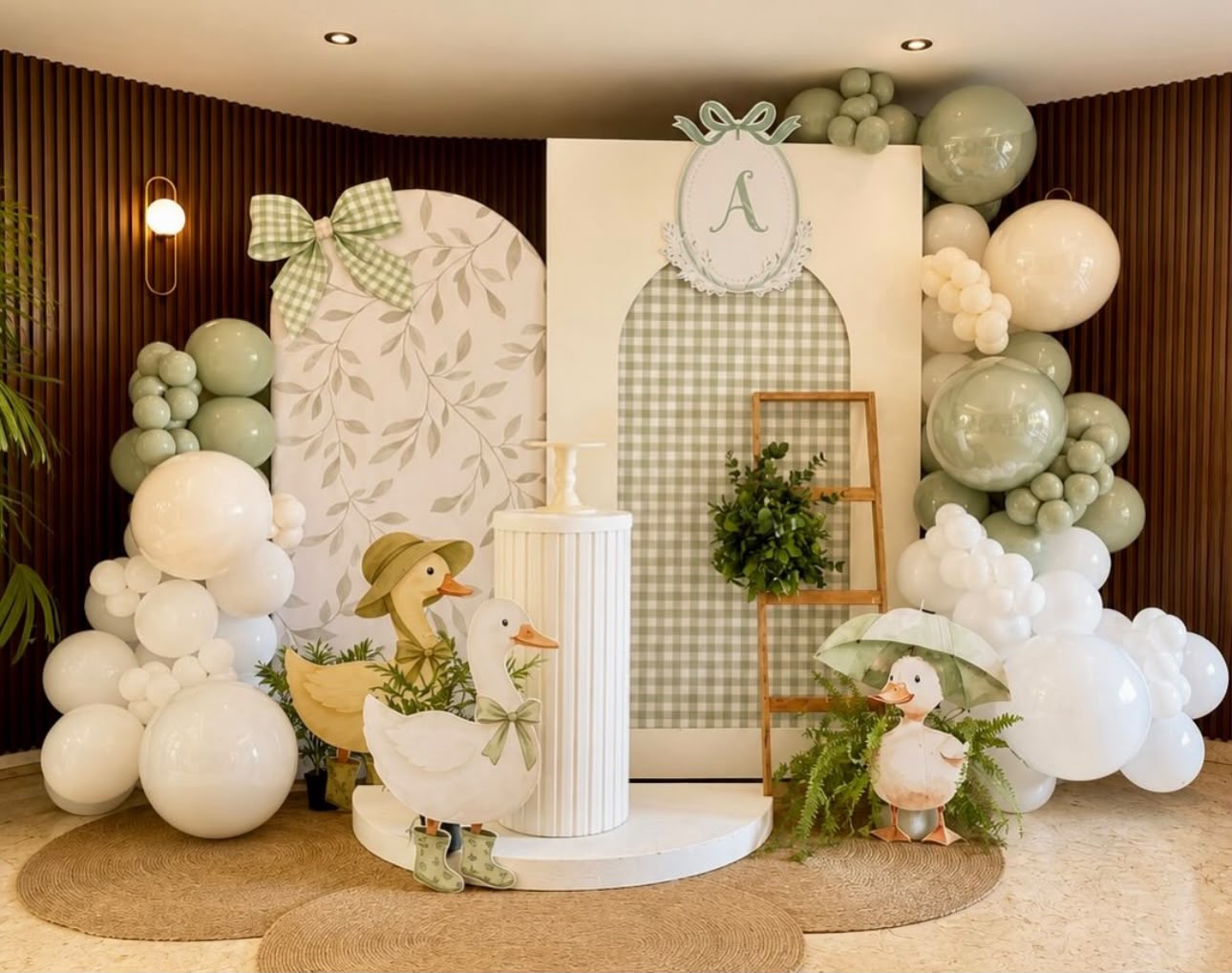 Princess carriage and floral castle birthday backdrop with soft ambient lighting