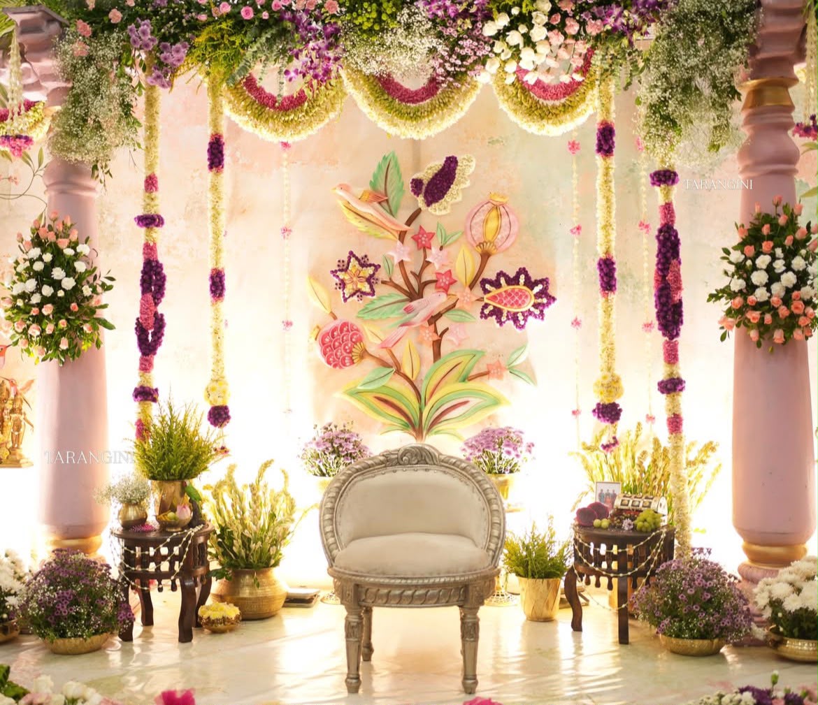 Traditional Telugu pellikoduku ceremony stage styling by The Utsav House