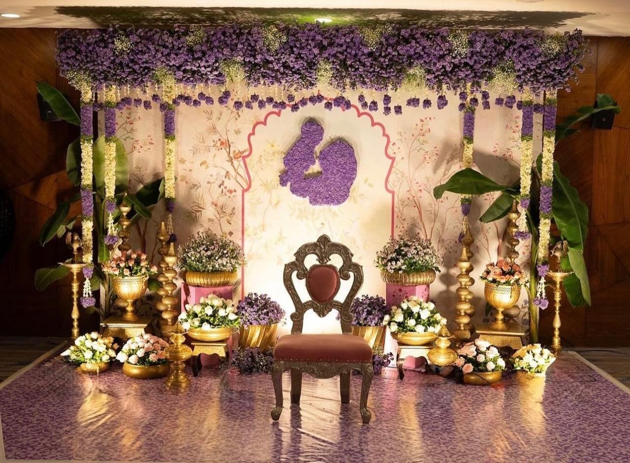 Handcrafted South Indian festive backdrop with banana leaves, fresh coconuts, and brass urlis