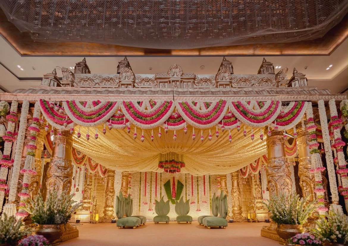 Grand architectural temple dome mandap designed for Vedic rituals