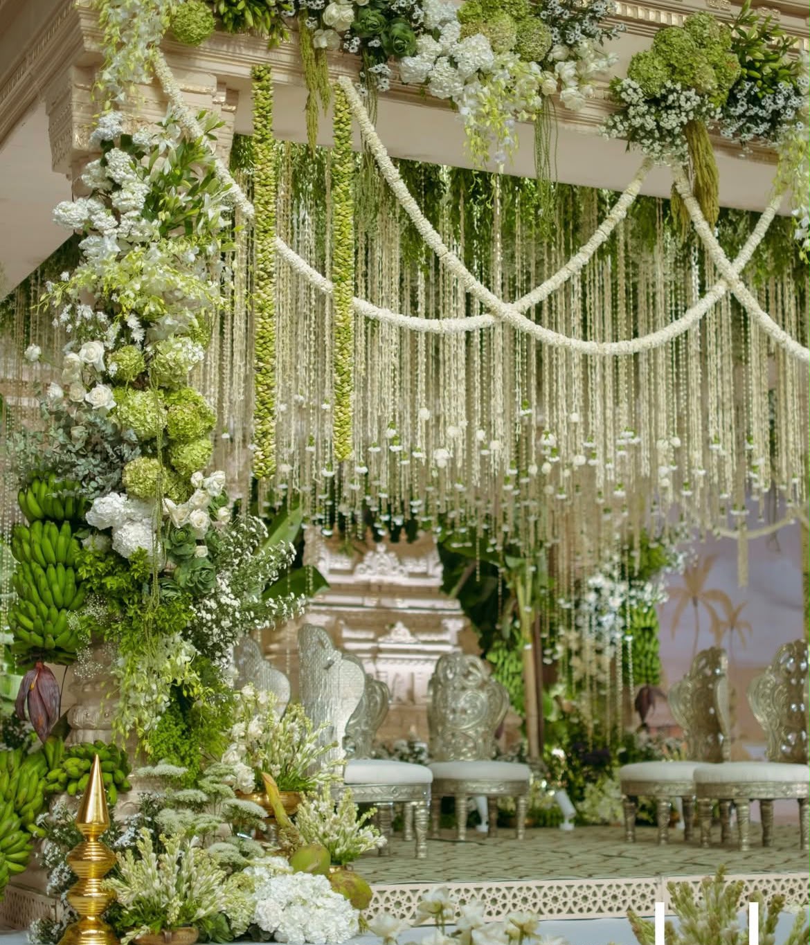 Handcrafted floral aisle and sacred agni kund setup for wedding vows